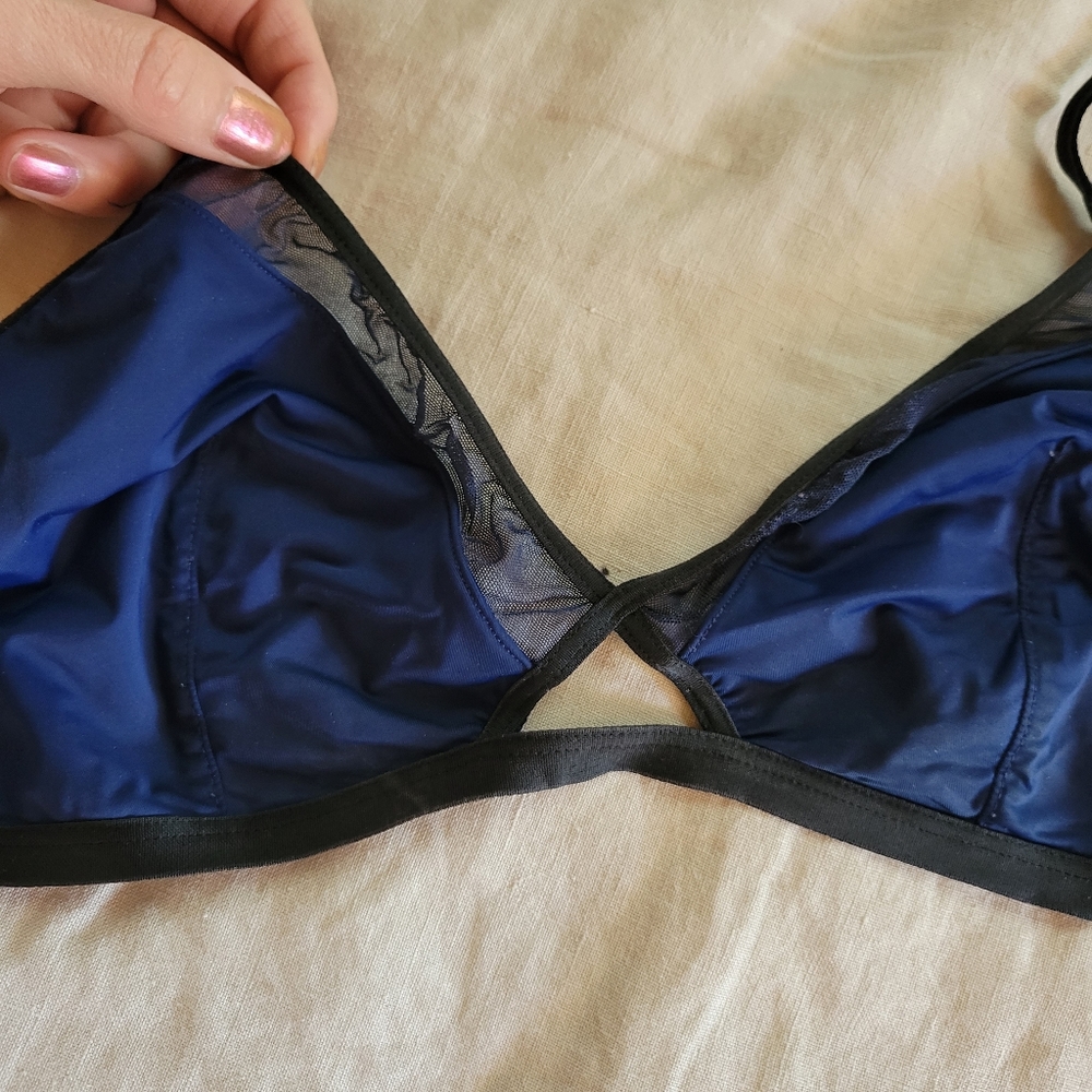 Navy and sheer bra XL